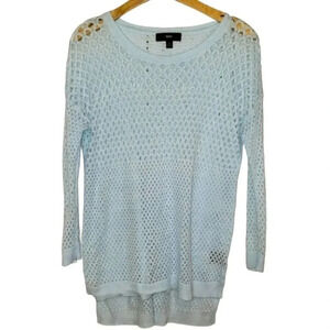 Mossimo S light blue‎ open knit hi/low sweater